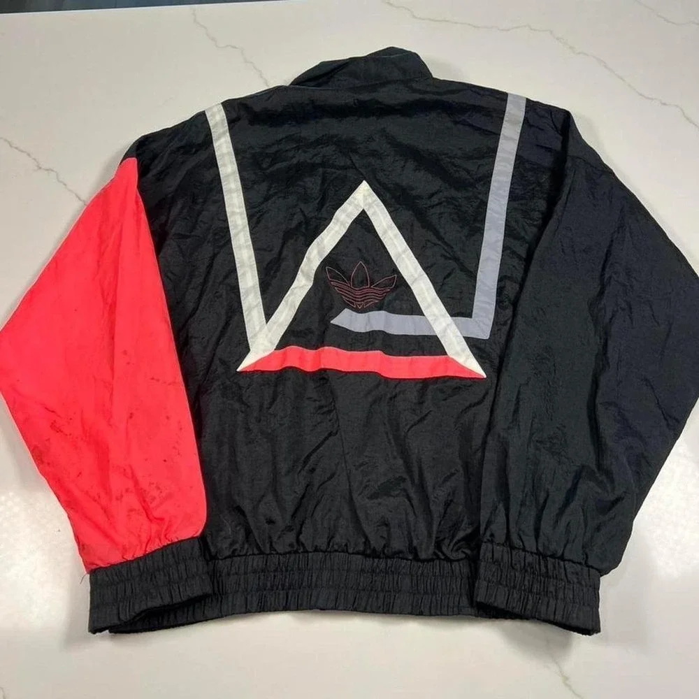 Adidas Windbreaker Mens Medium Vintage 90s Colorblock Pink Black Nylon Jacket